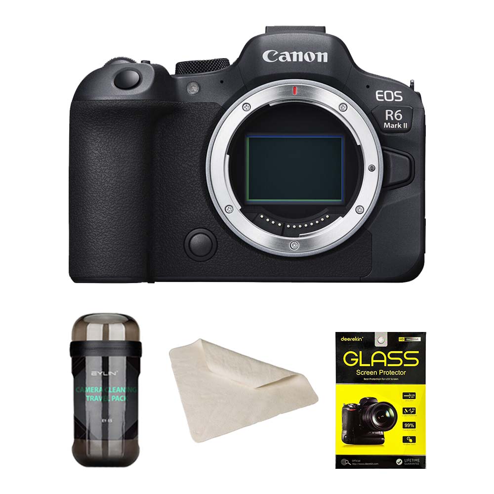 Canon 佳能 EOS R6 Mark II 單機身+VSGO清潔組+deerekin R6ll 專用鋼化貼+SunLight CL-50CA相機魔毯+GIGA-630高壓空氣罐+CT-1515麂皮清潔布