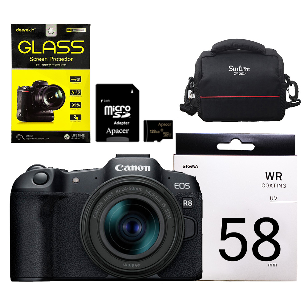 Canon EOS R8 RF 24-50mm+鋼化貼+128G記憶卡+SIGMA UV 58mm (公司貨)