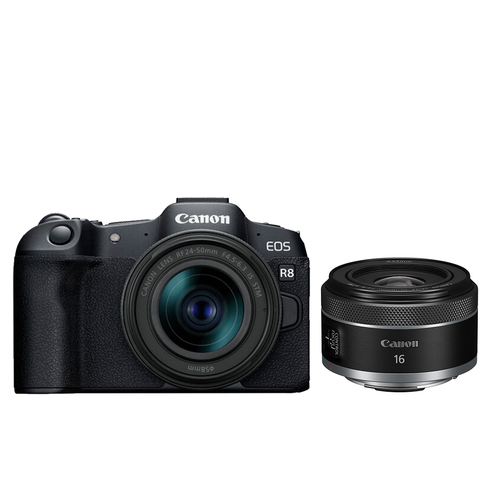 Canon EOS R8 + RF 24-50mm F4.5-6.3 IS STM + RF 16mm F2.8 STM (公司貨)