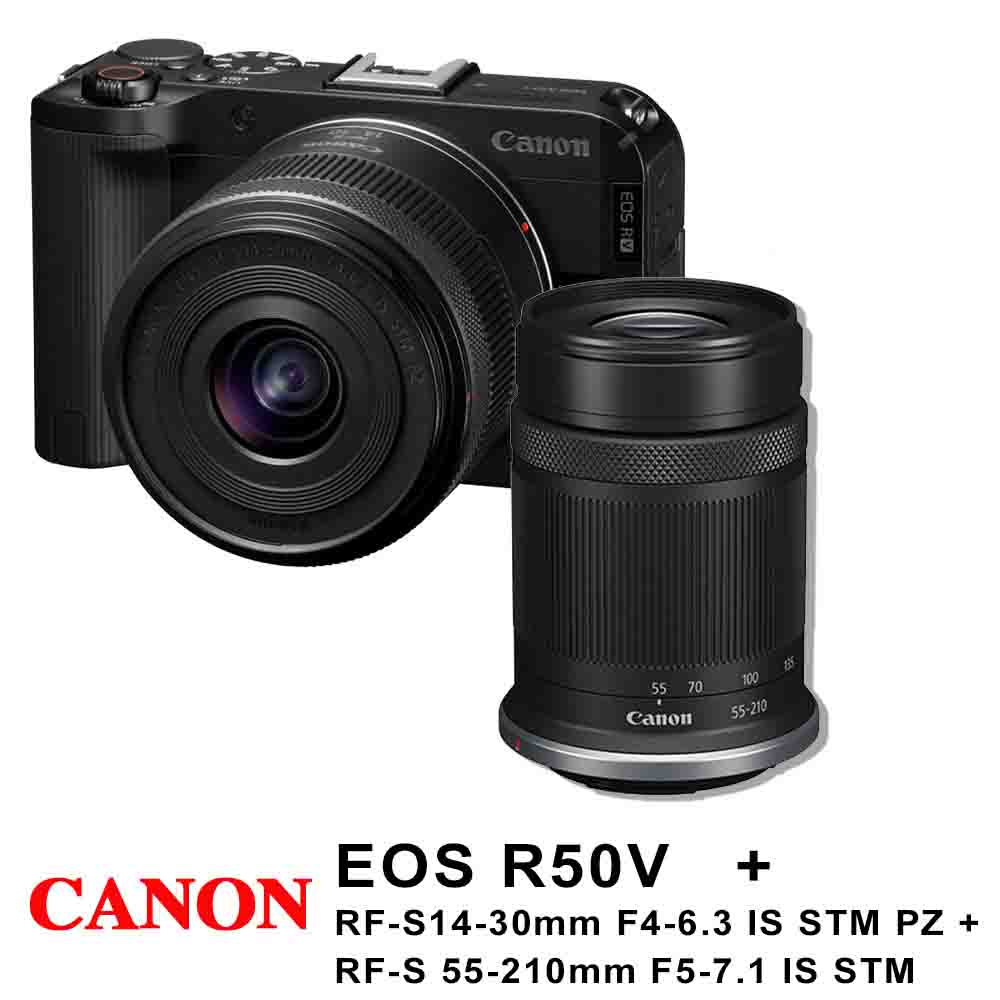 Canon 佳能 EOS R50 V+RF-S14-30mm STM PZ+RF-S55-210mm STM (平行輸入)