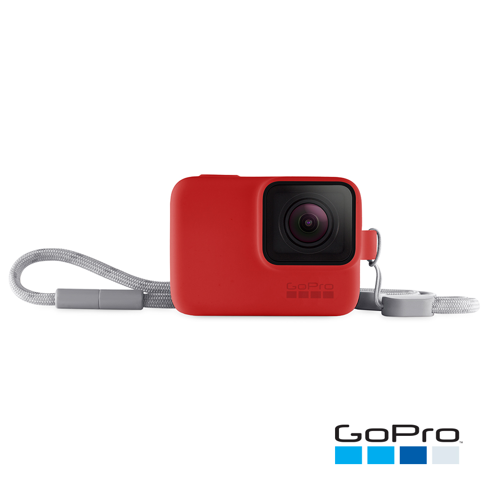 【福利品】GoPro HERO5/6/7 Black專用矽膠護套+繫繩(紅)-ACSST-005(公司貨)