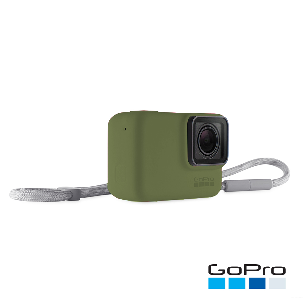 【福利品】GoPro HERO5/6/7 Black專用矽膠護套+繫繩(綠)-ACSST-008(公司貨)