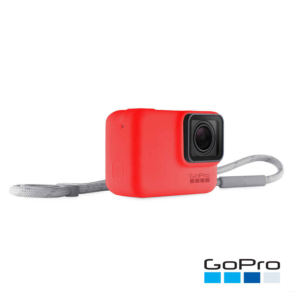 【福利品】GoPro HERO5/6/7 Black專用矽膠護套+繫繩(紅)-ACSST-012(公司貨)