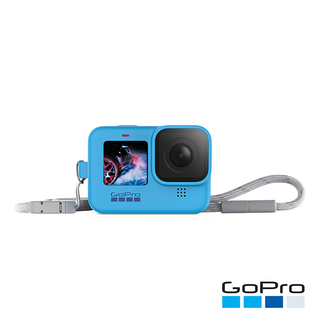 GoPro-HERO9 Black專用矽膠護套+繫繩-藍色ADSST-003(公司貨)