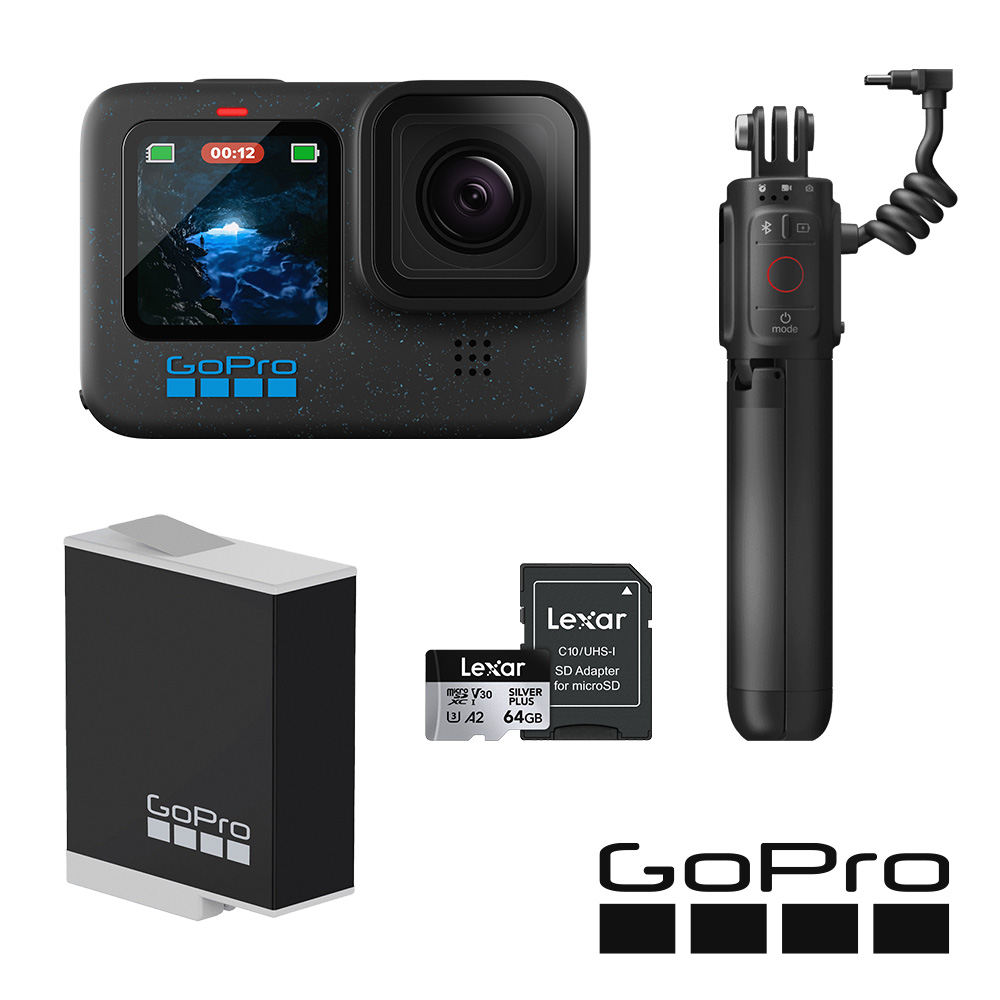 GoPro HERO12 Black Volta電量組 (HERO12單機+Enduro原廠充電電池+Volta電池握把/腳架+64G記憶卡) 公司貨