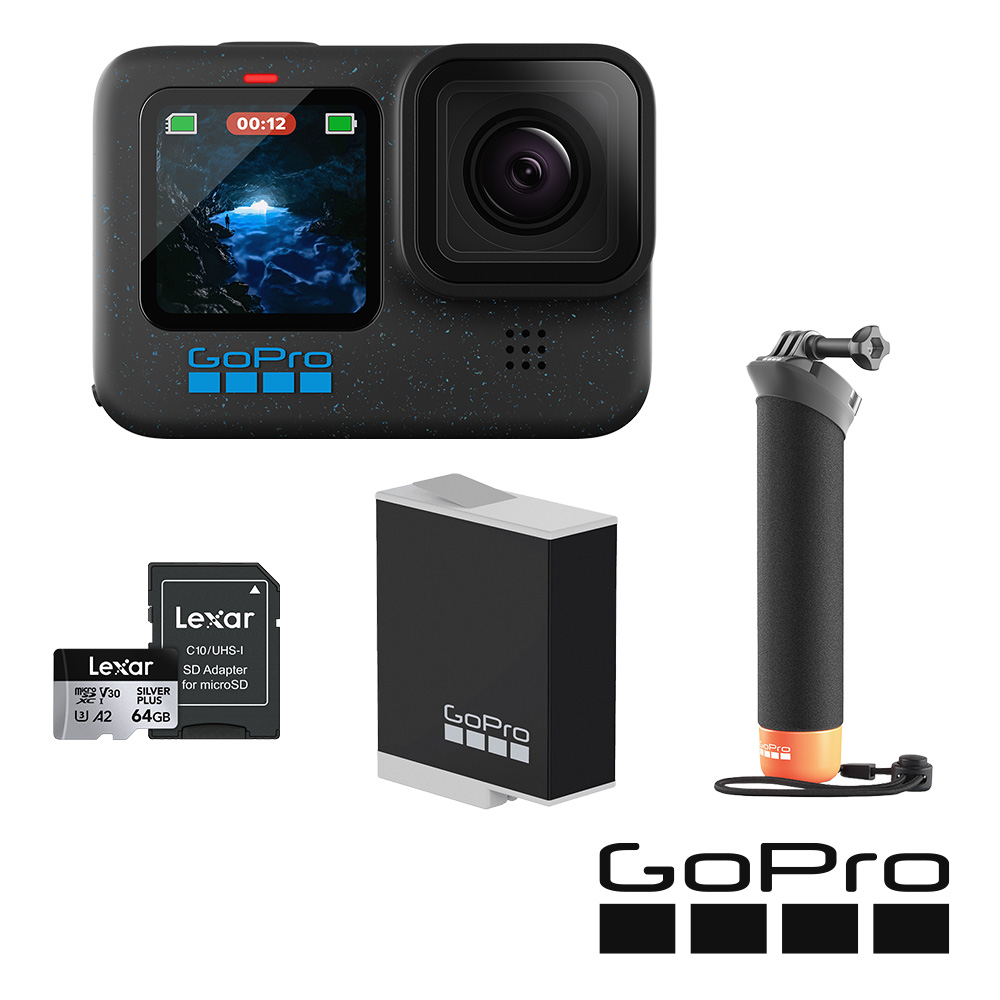GoPro HERO12 Black 水上漂浮套組 (HERO12單機+原廠漂浮手把Enduro原廠充電電池+64G記憶卡) 公司貨