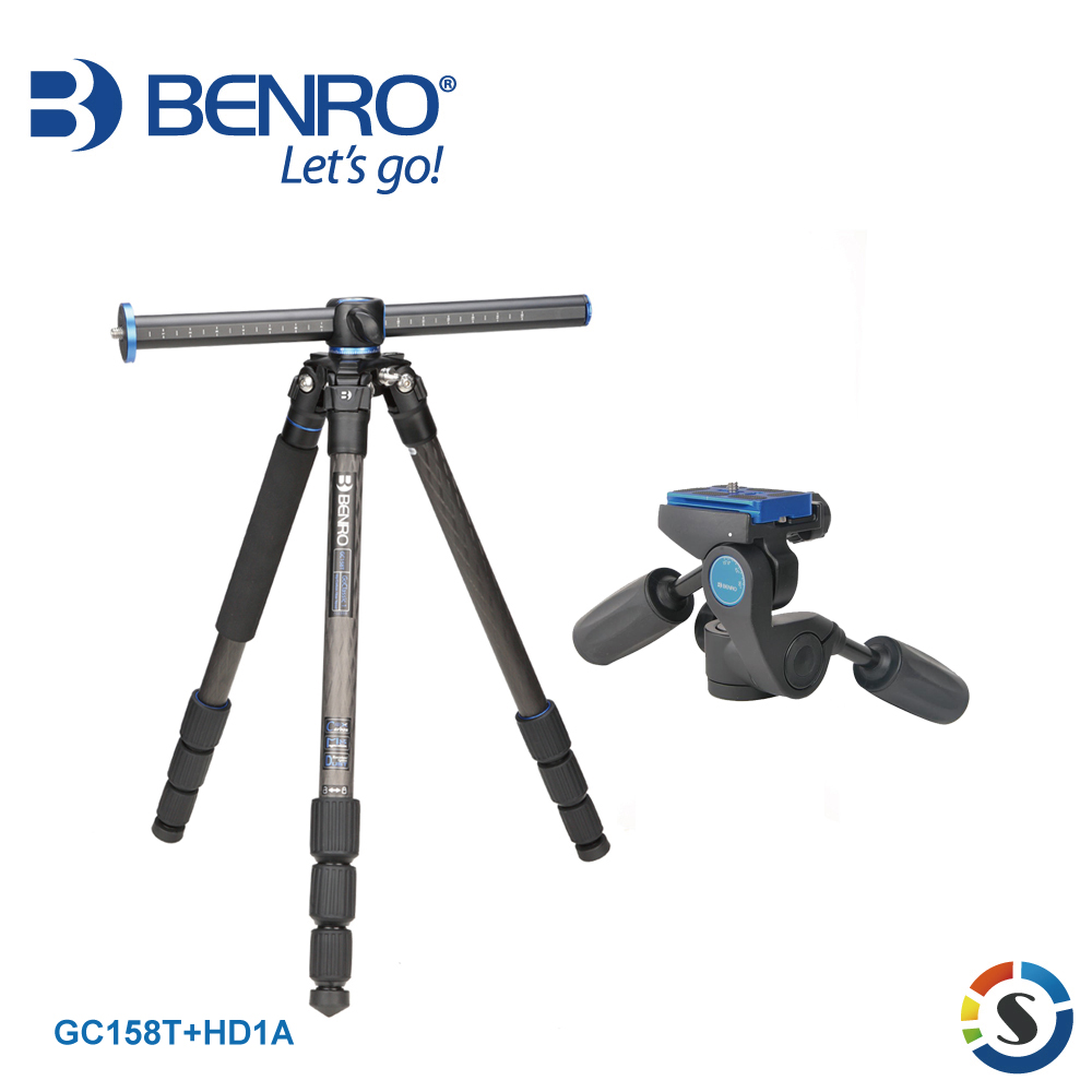 BENRO百諾 GC158T+HD1A GoClassic系列碳纖維三腳架套組(勝興公司貨)