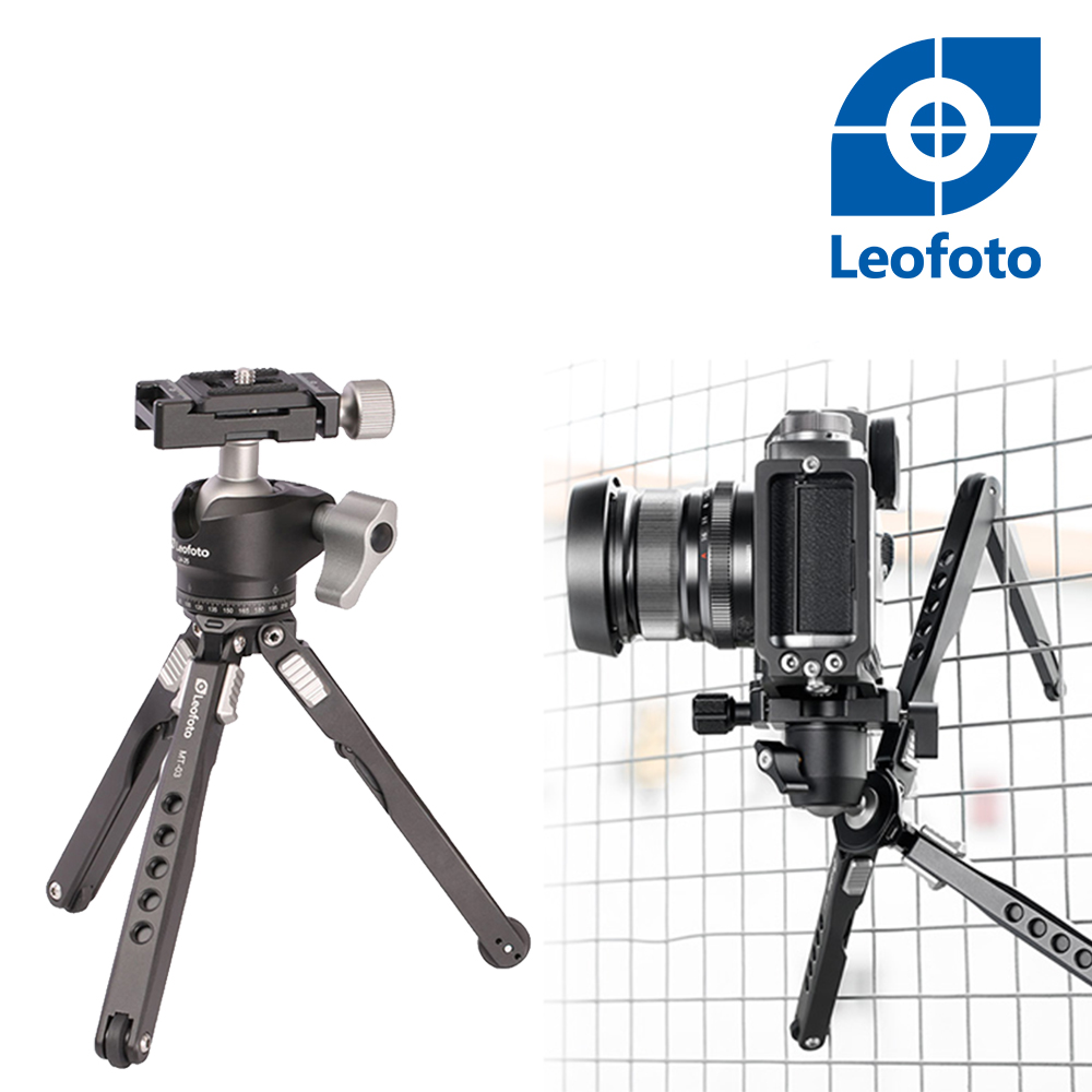 Leofoto 徠圖 MT-03+LH-25鋁合金蜘蛛桌面迷你兩節三檔攝影三腳架