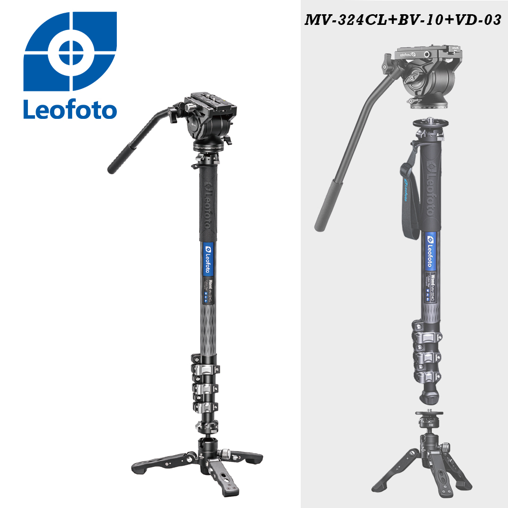 Leofoto徠圖 MV-324CL+BV-10+VD-03魔杖系列碳纖維加長單腳架+油壓雲台