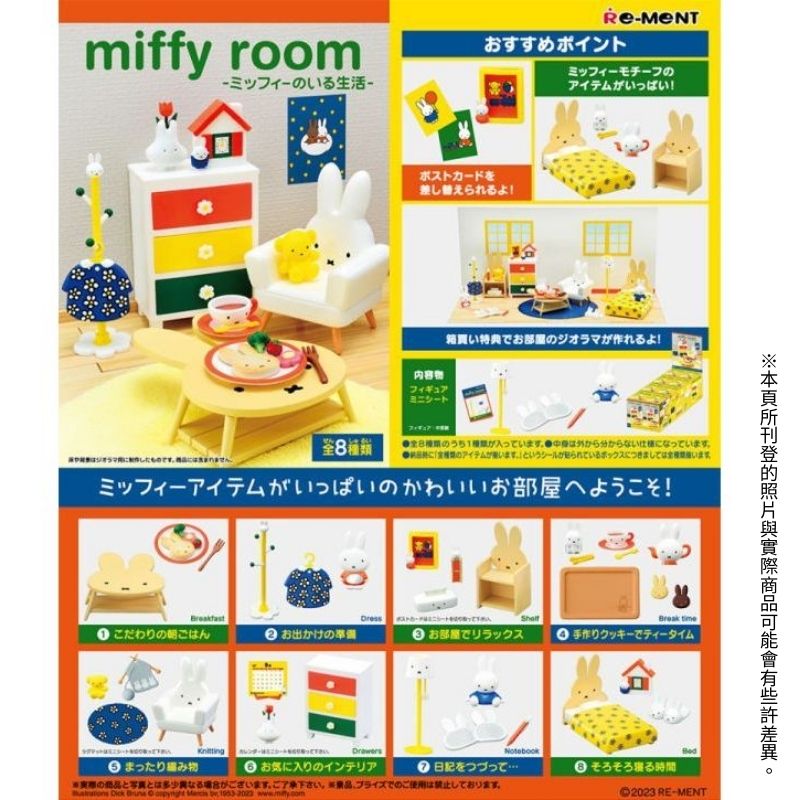 【全套8入組】Re-ment 米飛兔部屋場景組 房間 miffy 米菲兔 公仔 盒玩 扭蛋 公仔