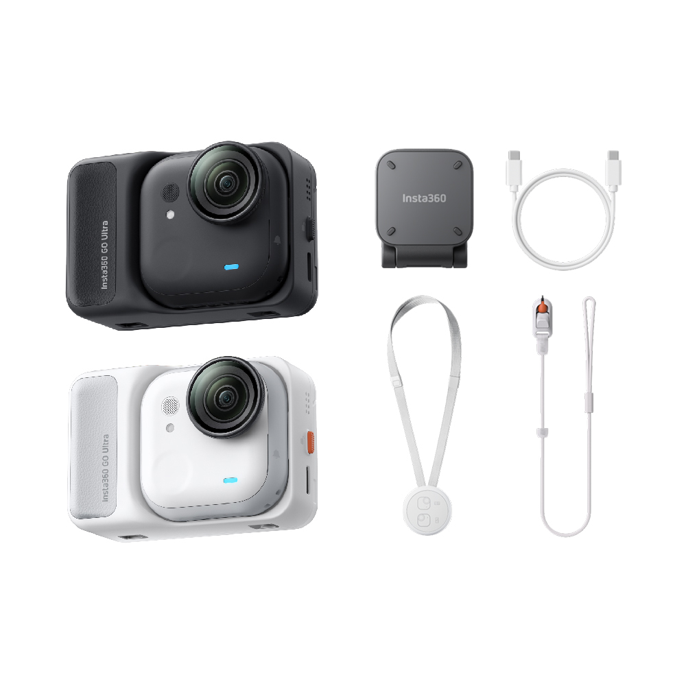 Insta360 GO Ultra Insta360 GO Ultra 是一款高畫質 4K 360 度攝影機,內建鋰電池與可觸控螢幕,支援 microSD 儲存,輕巧便攜,適合行動拍攝與創意紀錄。提供 200 分鐘錄影時間,並具備 12 個月保固,符合 NCC 與 BSMI 認證。