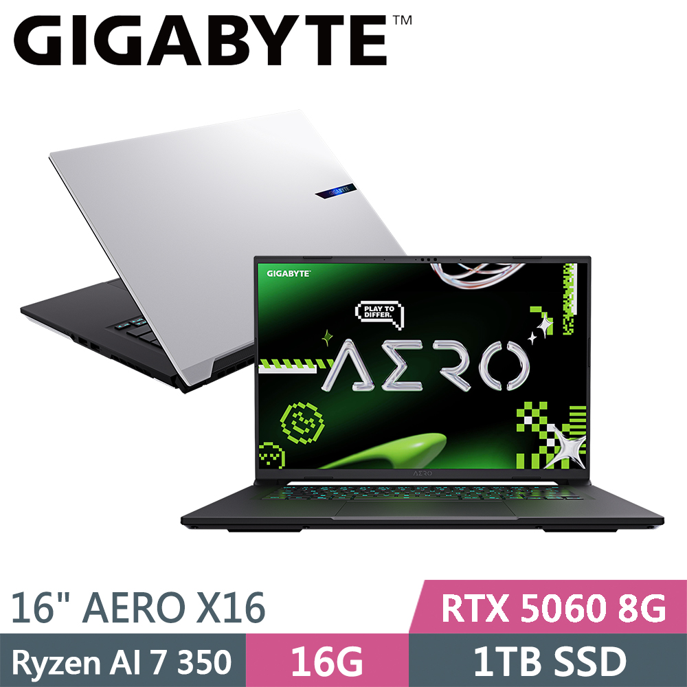 GIGABYTE 技嘉 AERO X16 1VH93TWC94DH 白(Ryzen AI 7 350/16G/1TB SSD/RTX5060 8G/W11/16)筆電