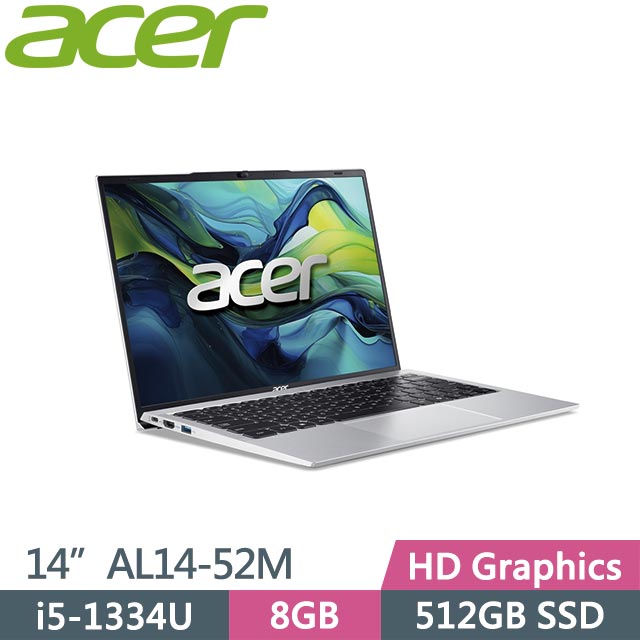 ACER 宏碁 Aspire Lite 14 AL14-52M-54QL 銀 (i5-1334U/8G/512GB/Win11/14吋) 筆電