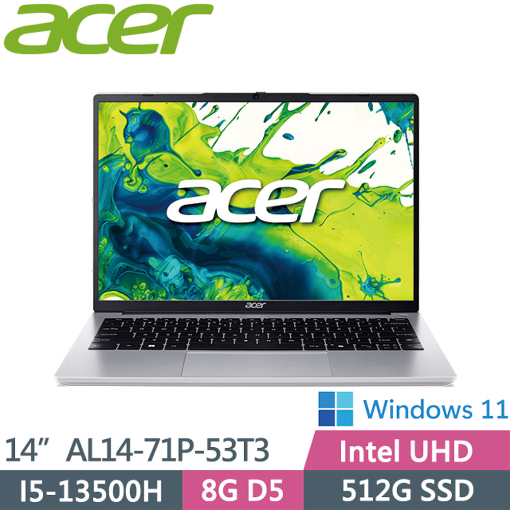 ACER Aspire AL14-71P-53T3 銀(i5-13500H/8GD5/512G SSD/W11/WUXGA/14)文書效能筆電