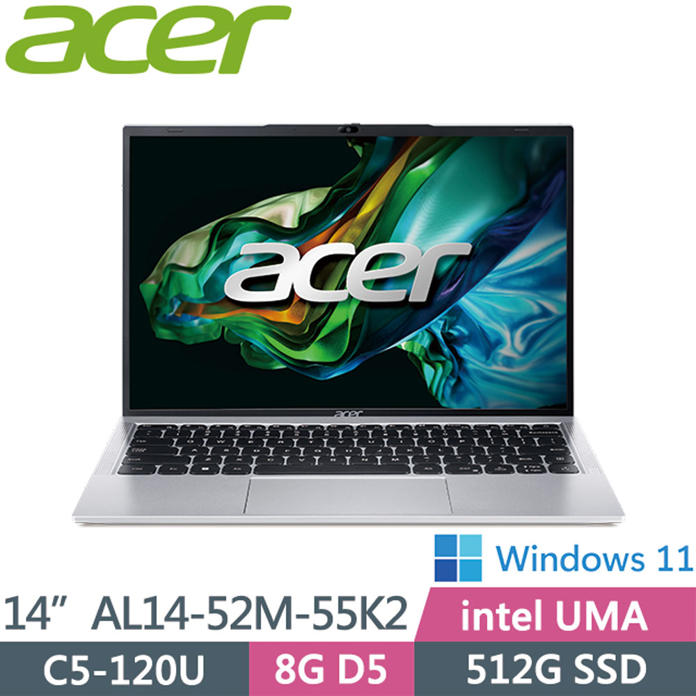ACER 宏碁 Aspire AL14-52M-55K2 銀(C5-120U/8G/512G SSD/W11/WUXGA/14)輕薄筆電