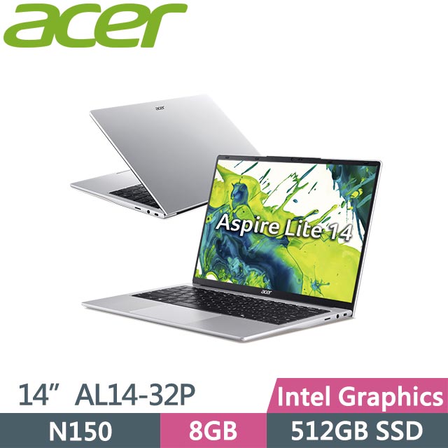 ACER 宏碁 Aspire Lite 14 AL14-32P-C4QP (N150/8GB/512GB/Win11/14吋) 筆電