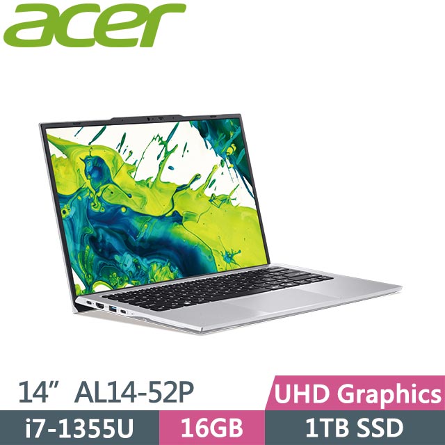 Acer宏碁 AL14-52P Acer宏碁 AL14-52P 是一款輕便實用的14吋筆記型電腦,搭載高效能處理器與4GB記憶體,提供流暢的多工處理能力。512GB儲存空間足夠存放大量檔案與應用程式,適合學生、上班族及日常使用。優質顯示器確保色彩準確與視覺舒適,是追求高價效比的使用者的理想選擇。