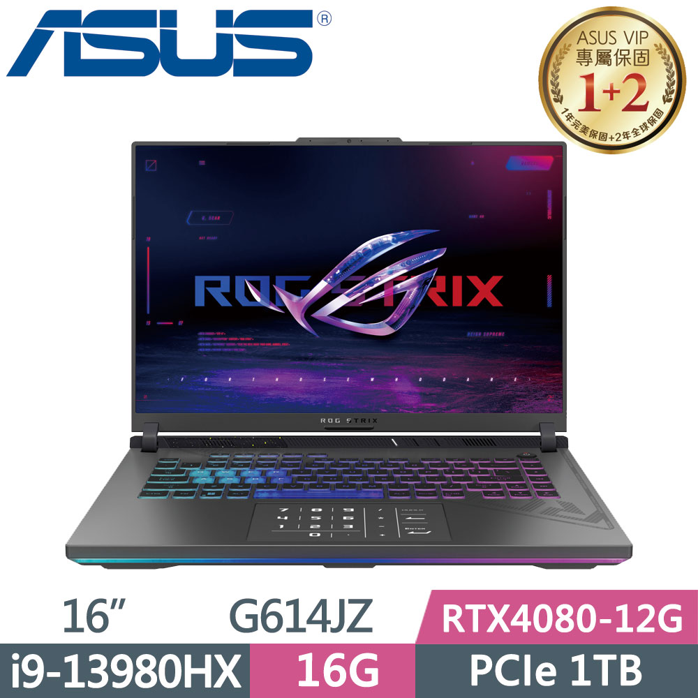 ASUS ROG Strix G16 G614JZ-0072G13980HX-NBL(i9-13980HX/16G/1TB SSD/RTX4080/W11/QHD/16)
