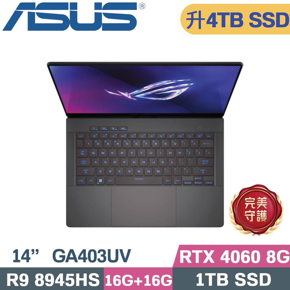 ASUS ROG Zephyrus G14 GA403UV-0042E8945HS-NBLO(R9 8945HS/16G+16G/4TB SSD/RTX 4060/W11/14)特仕
