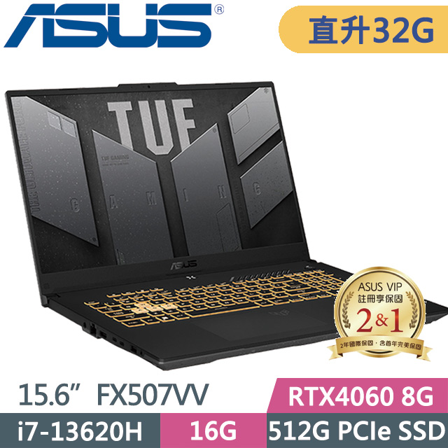 ASUS FX507VV-0142B13620H(i7-13620H/16G+16G/512G SSD/RTX4060 8G/15.6吋/W11)特仕