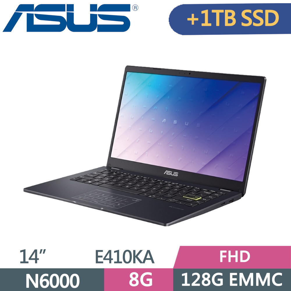 ASUS Vivobook Go 14 E410KA-0321BN6000 夢想藍(N6000/8G/EMMC 128G+1TB SSD/W11S/FHD/14)特仕