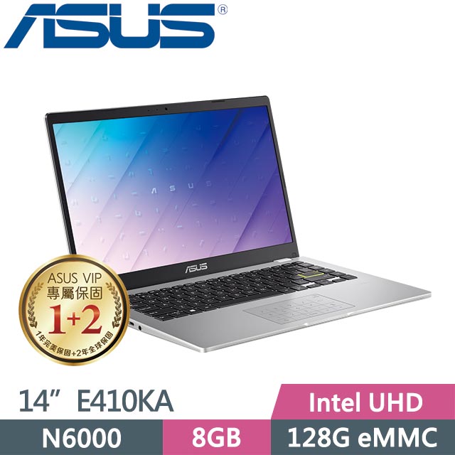 ASUS Vivobook Go 14 E410KA-0341WN6000 夢幻白(N6000/8G/128G eMMC/Win11 S/14吋) 輕薄筆電