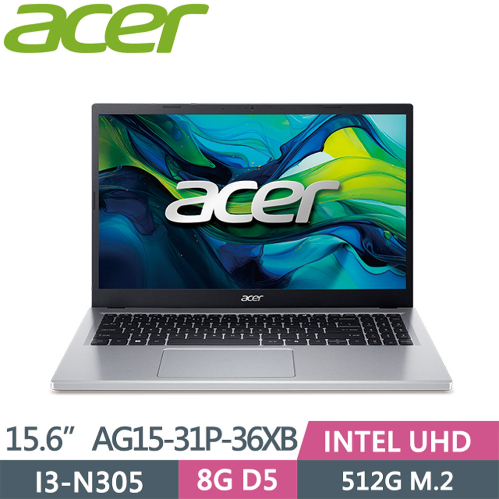 ACER Aspire Go AG15-31P-36XB 銀(I3-N305/FHD/8G/512G SSD/UMA/W11/15.6)