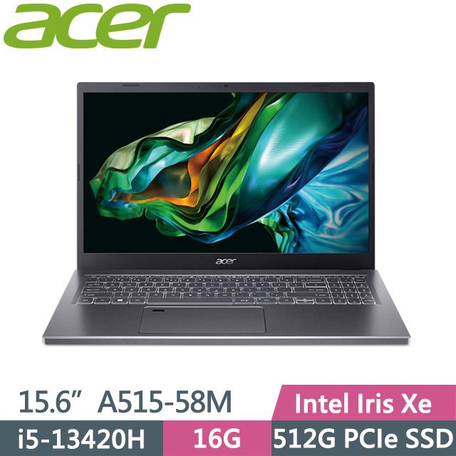 Acer Aspire 5 A515-58M-59JV 灰(i5-13420H/16G/512G SSD/15.6吋FHD/Win11)效能筆電