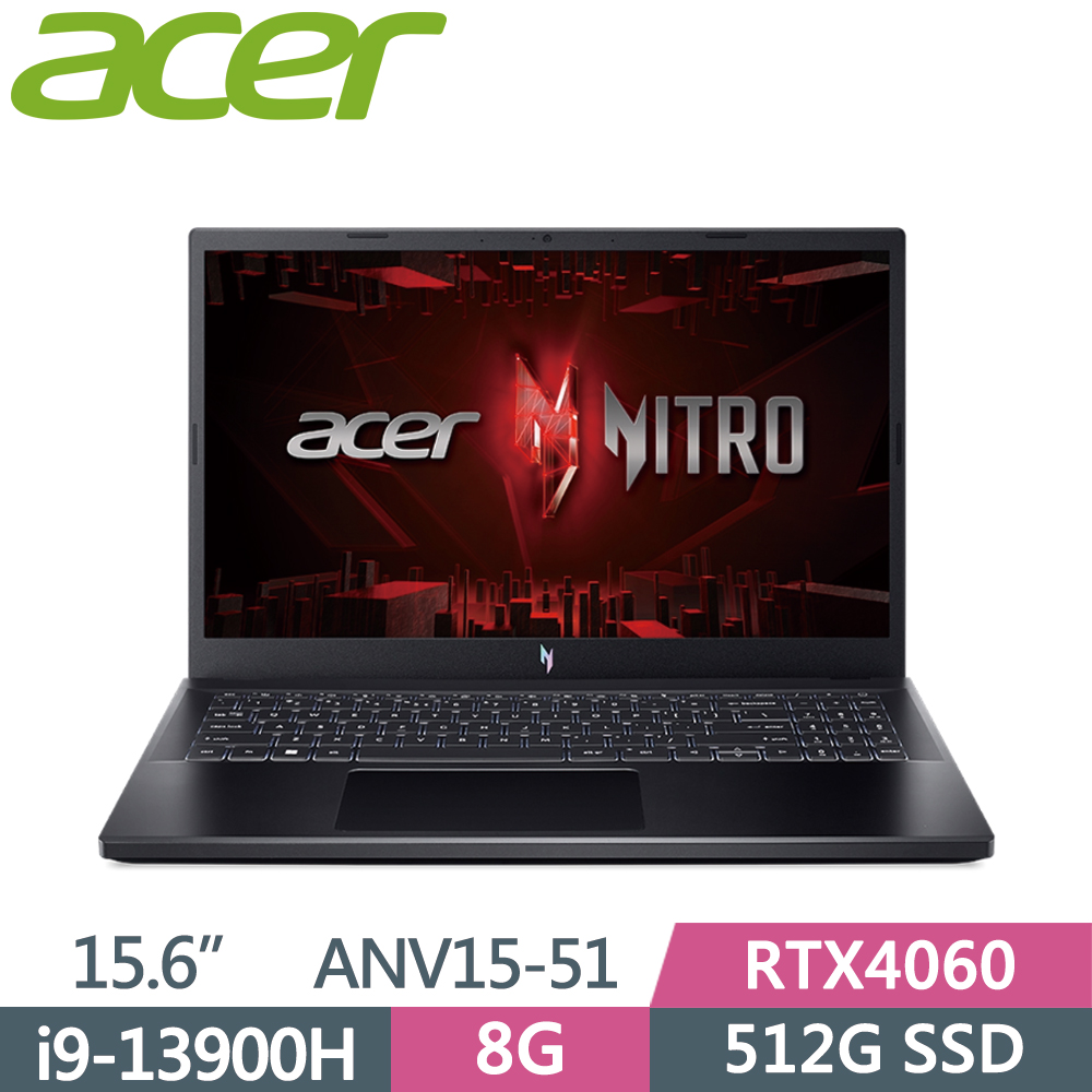 ACER Nitro V ANV15-51-9335 黑(i9-13900H/8G/512G SSD/RTX4060/W11/FHD/15.6)