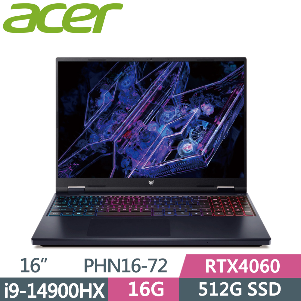 ACER Predator PHN16-72-99HX 黑(i9-14900HX/16G DDR5/512G SSD/RTX4060-8G/WIN11/165Hz/16)