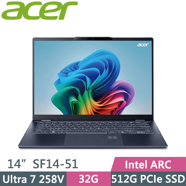 ACER 宏碁 Swift 14 AI SF14-51-7219 灰藍(Ultra 7 258V/32G/512G/14吋OLED/W11)AI效能筆電