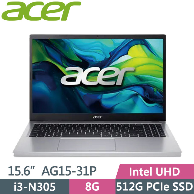 Acer Aspire GO AG15-31P-36XB 金屬銀(i3-N305/8G/512G SSD/15.6吋FHD/W11)效能筆電