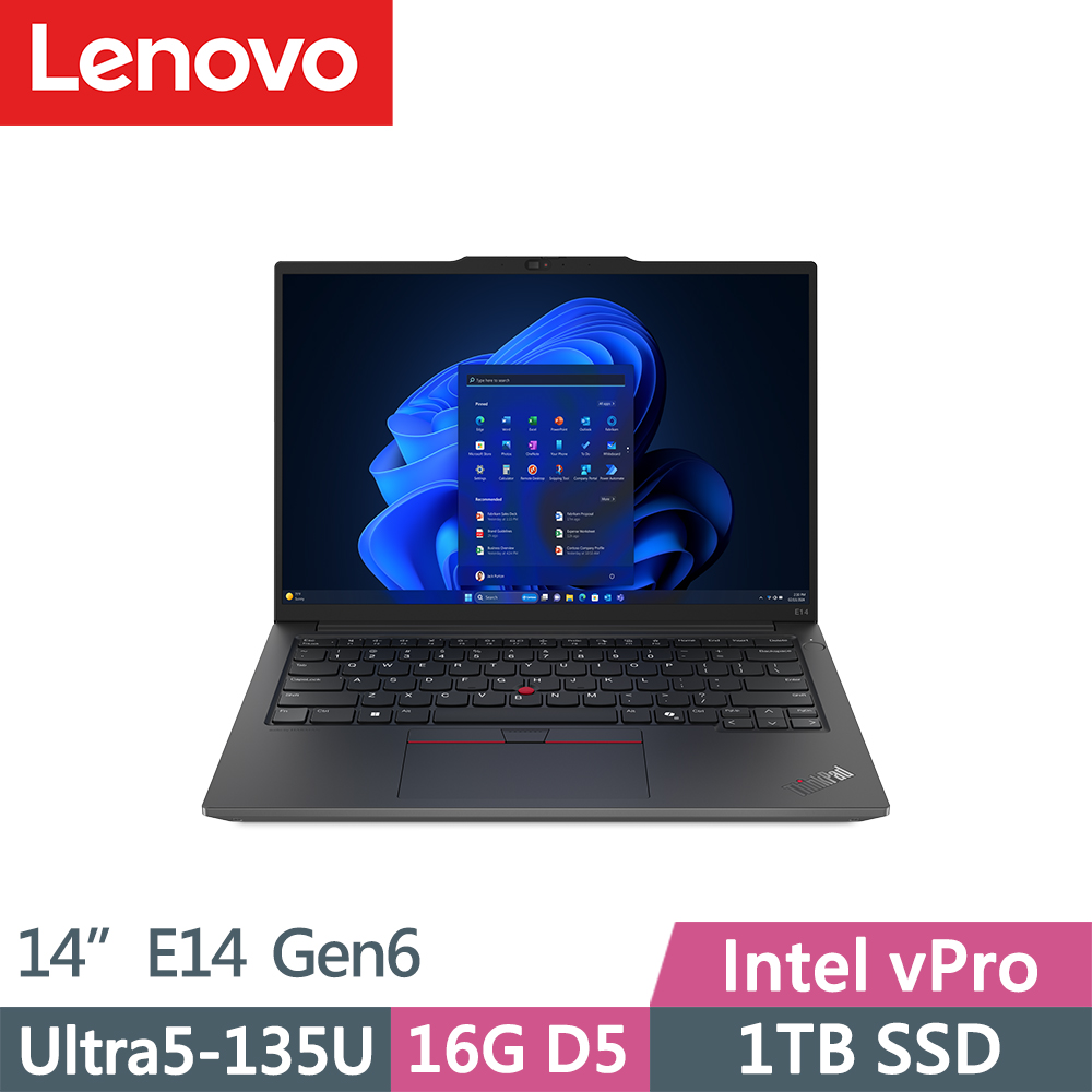LENOVO 聯想 ThinkPad E14 Gen6 三年保W11P商務筆電(Ultra5-135U/16G/1TB/WUXGA/IPS/W11P/vPro/14吋/三年保)