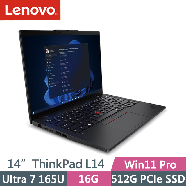 LENOVO 聯想 ThinkPad L14 黑(Ultra 7 165U/16G/512G SSD/14吋WUXGA/W11P)AI商務筆電