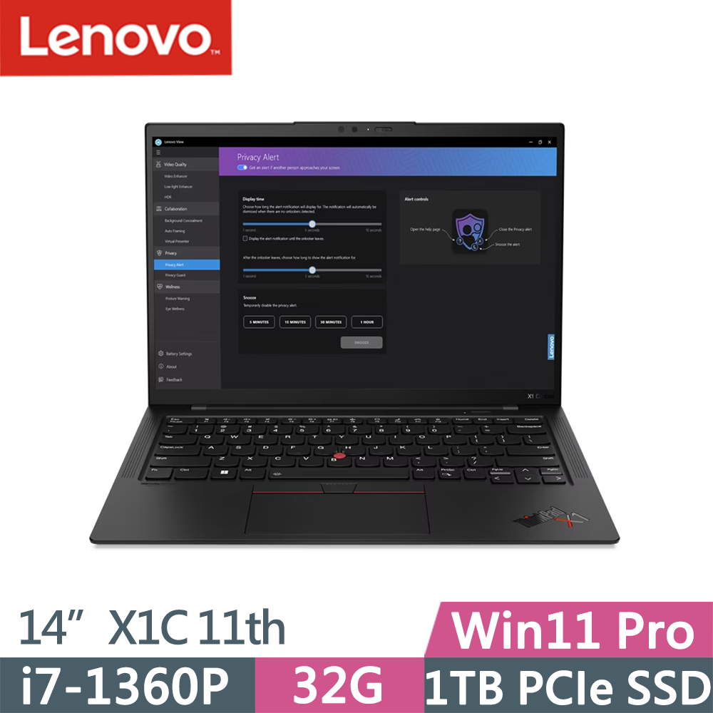 Lenovo ThinkPad X1C 11th(i7-1360P/32G/1TB/WUXGA/IPS/400nits/W11P/14吋/三年保)