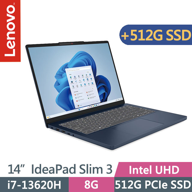 LENOVO 聯想 IdeaPad Slim 3 83K0004NTW 宇宙藍(i7-13620H/8G/512G+512G/14吋WUXGA/W11)特仕