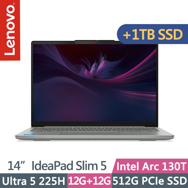 LENOVO 聯想 IdeaPad Slim 5 83NC000UTW 月光灰(Ultra 5 225H/12G+12G/512G+1TB/14吋OLED/W11)特仕