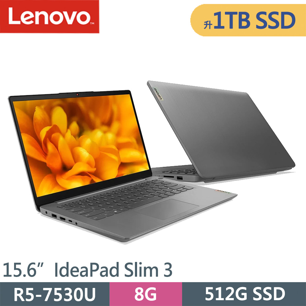 Lenovo IdeaPad Slim 3-82XM0068TW-SP1灰(R5-7530U/8G/1TB SSD/W11/15.6)特仕筆電