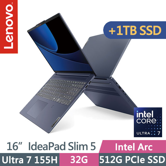Lenovo IdeaPad Slim 5 83DC008PTW 藍(Ultra 7 155H/32G/512G+1TB/16吋OLED/W11)特仕