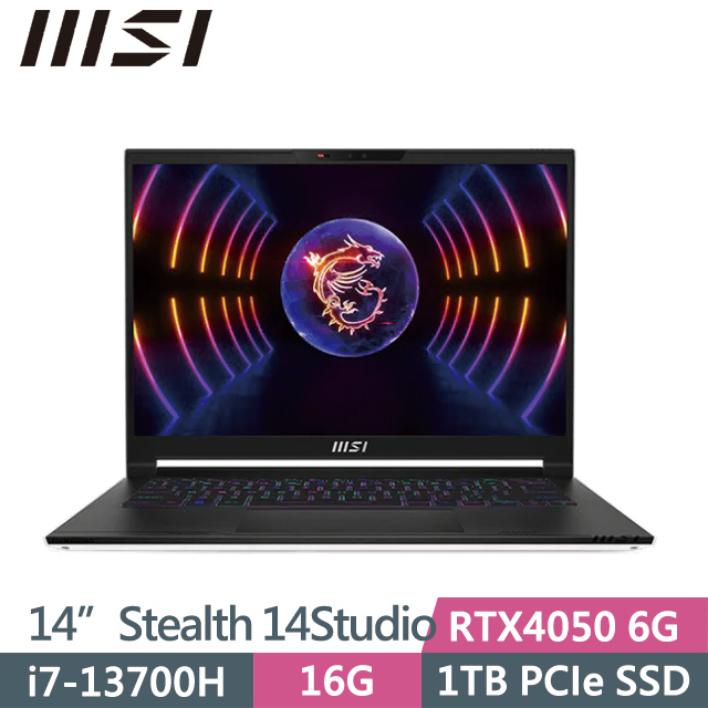 MSI Stealth 14Studio A13VE-073TW 黑(i7-13700H/16G/1TB SSD/RTX4050 6G/14吋QHD+/W11P)電競
