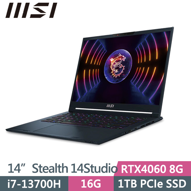 MSI Stealth 14Studio A13VF-021TW 黑(i7-13700H/16G/1TB SSD/RTX4060 8G/14吋QHD+/W11P)電競