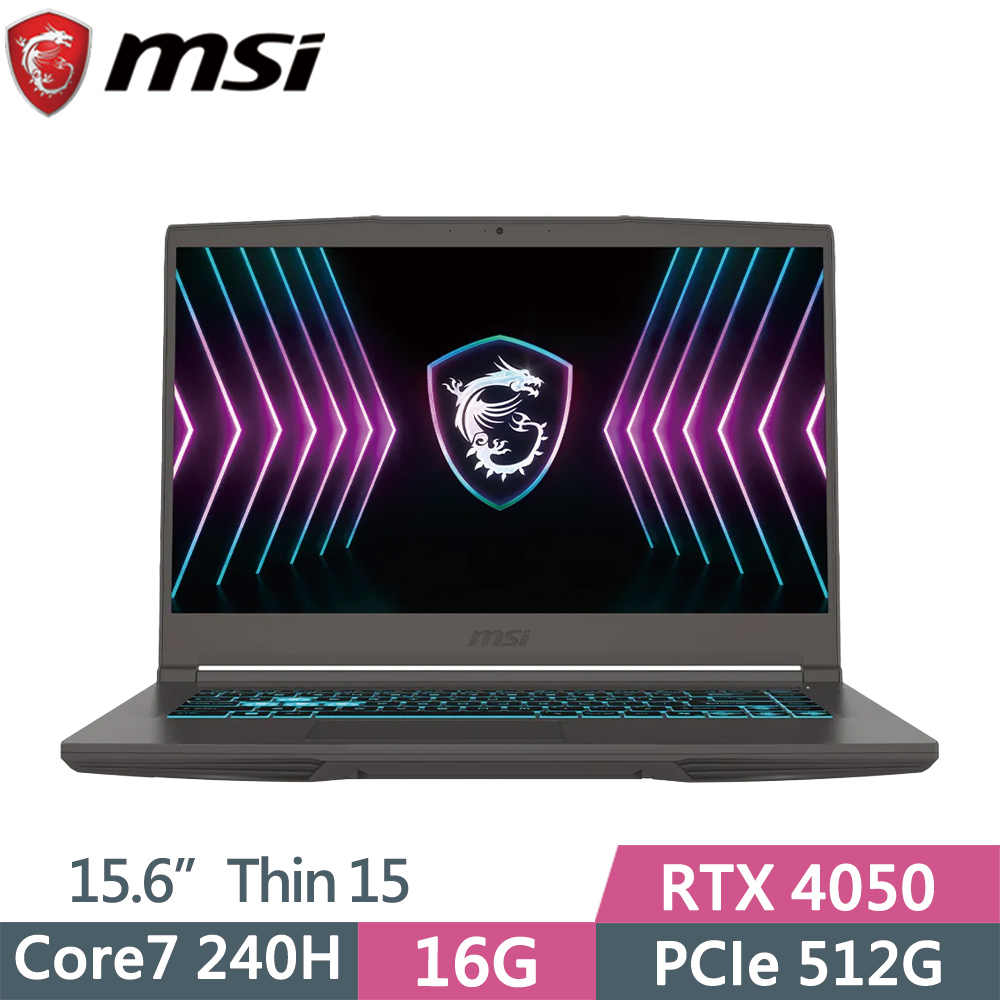 MSI 微星 Thin 15 B2RVE-3078TW (Core 7 240H/16G/512G SSD/RTX4050/15.6/W11)