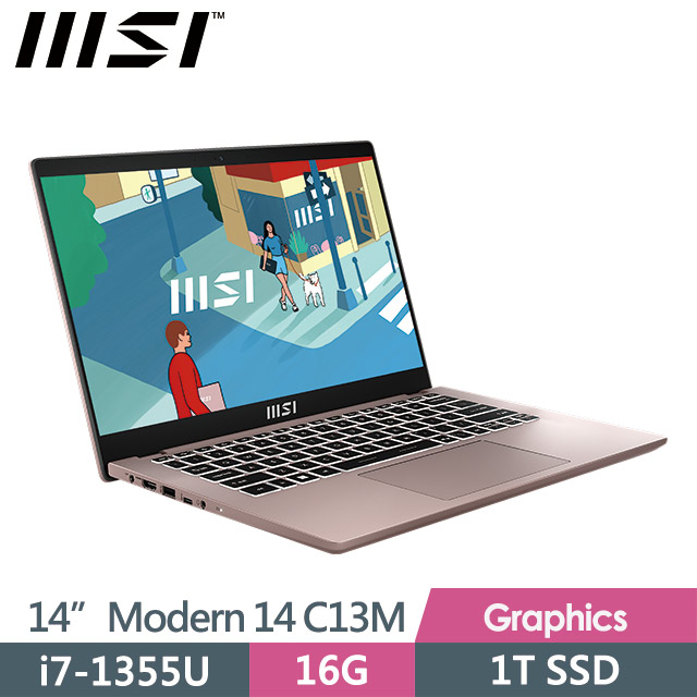 msi Modern 14 C13M-887TW(i7-1355U/16G/1T SSD/14"FHD/Win11)商務筆電