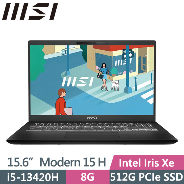 MSI Modern 15 H C13M-266TW 黑(i5-13420H/8G/512G SSD/15.6吋FHD/W11)商用筆電