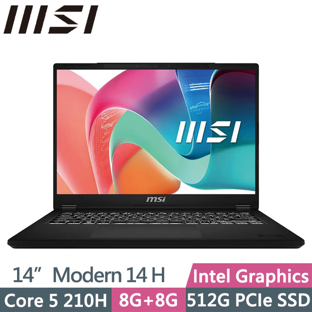 MSI 微星 Modern 14 H D2RMG-428TW 黑(Core 5 210H/8G+8G/512G SSD/14吋FHD+/Win11)商務筆電
