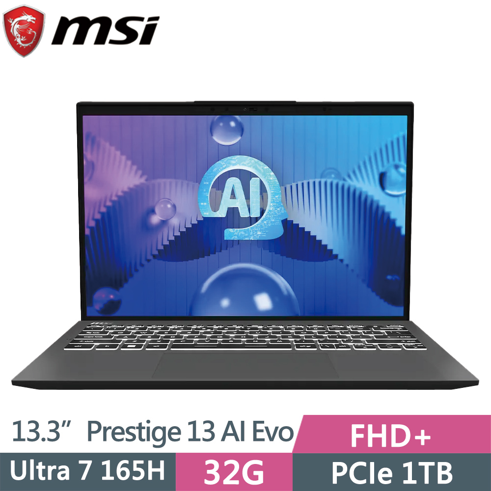 MSI 微星 Prestige 13 AI Evo A1MG-095TW 黑(Ultra 7-165H/32G/1TB SSD/Win11P/13.3)