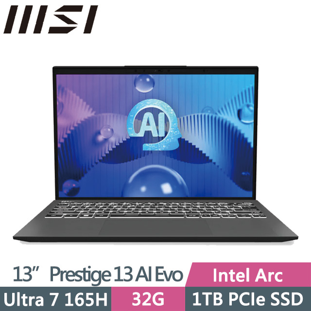 MSI 微星 Prestige 13 AI Evo A1MG-095TW(Ultra 7 165H/32G/1TB/13吋FHD+/W11P)AI商務筆電