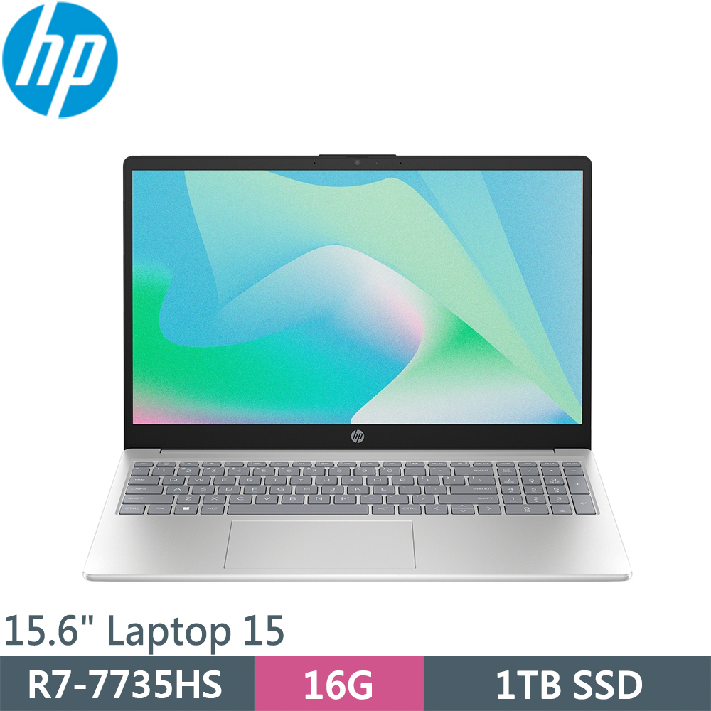 HP惠普 15-fc1032AU 輕薄筆電搭載 AMD Ryzen 7-7735HS 強效處理器，15.6吋 FHD IPS 霧面螢幕提供清晰視覺體驗，DDR5 16GB 記憶體與 1TB SSD 儲存空間，內建 AMD 整合顯示晶片，適合工作娛樂。支援 WiFi 6 與 Bluetooth 5.3，FHD 網路攝影機，1.59kg 輕薄設計，Win 11 Home 作業系統，一年保固，NCC 認證。