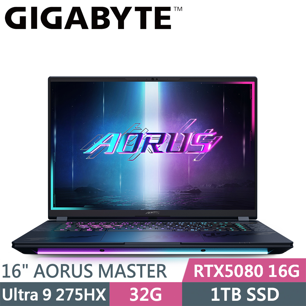 GIGABYTE 技嘉 AORUS MASTER 16 BYHC5TWE64SH 暗潮靛(Ultra 9 275HX/32GB/1TB SSD/RTX5080 16G/W11/16)筆電