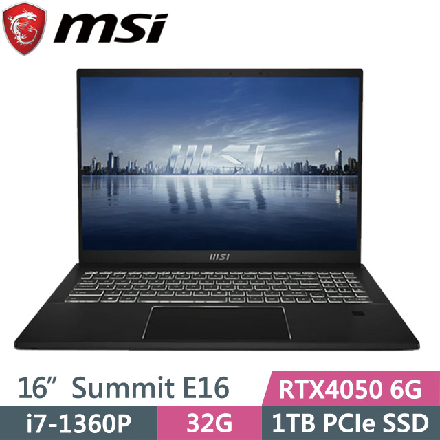 MSI Summit E16 A13VET-233TW 黑(i7-1360P/32G/1TB SSD/RTX4050 6G/16吋QHD+/W11P)